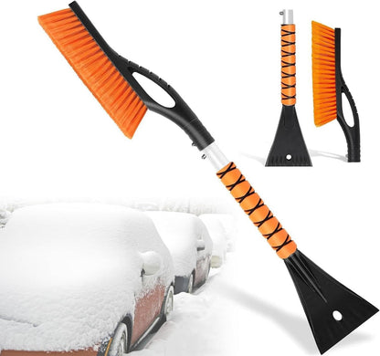 27" Snow Brush and Ice Scrapers for Car Windshield, Trucks, Snow Remover | 2 in 1 Detachable Snow Brush Car Accessories with Ergonomic Foam Handle