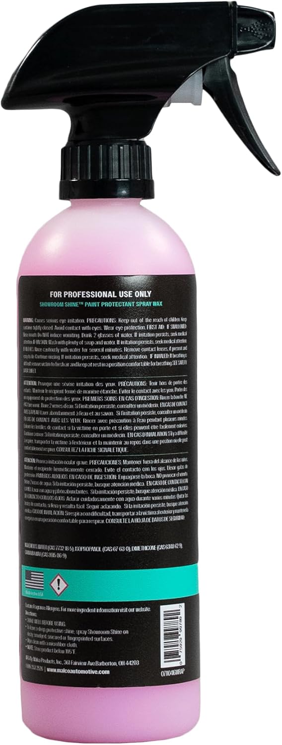 Malco Showroom Shine Spray Car Wax and Instant Detailer - Best Car Wax Spray for Professional Finish/Easy to Use Instant Detailer/Cleans and Waxes Painted Surfaces, Metal and Glass (110401)