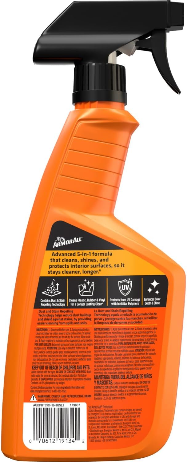Armor All Extreme Shield Protectant Spray , Interior Car Cleaner with UV Protection Against Cracking and Fading, 16 Fl Oz