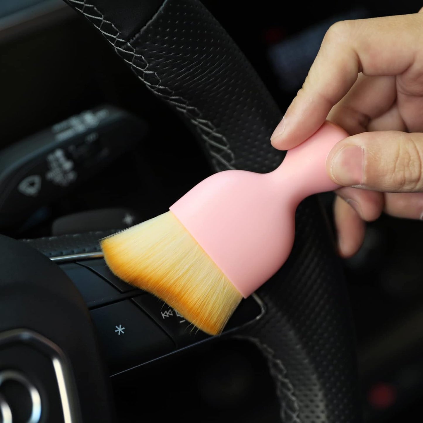 AOCISKA Car Interior Detailing Brush,Soft Bristle Cleaning Brush Car Detailing Brush Dusting Brush,Car Interior Cleaning Tool,Auto Detail Brush Car Dash Duster Brush (Black)