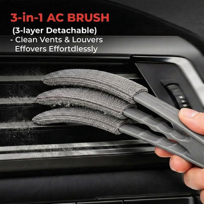 10-Piece Car Interior Cleaning Kit - 3 Natural Boar Hair Brushes, 3-in-1 AC Vent Brush, 160g Non-Toxic Gel, Microfiber Duster, 100ml Food-Grade Spray Bottle | Multi-Scenario for Auto
