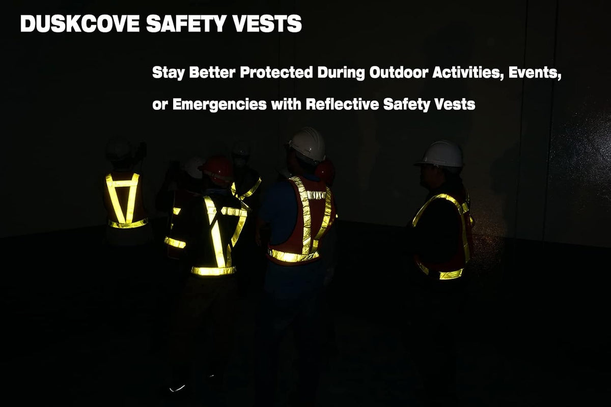 DUSKCOVE 2 Pack Hi Vis Safety Vests - Adjustable Bright Neon Color High Visibility Reflective Safety Straps Gear for Traffic Control, Running, Cycling