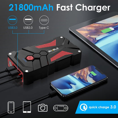 Jump Starter Car Jump Starter Auto Battery Booster Pack 5000A Peak 12V with USB-C Quick Charge,Lithium Jump Box with LED Light(Up to 7.0L Gas or 5.5L Diesel Engine)