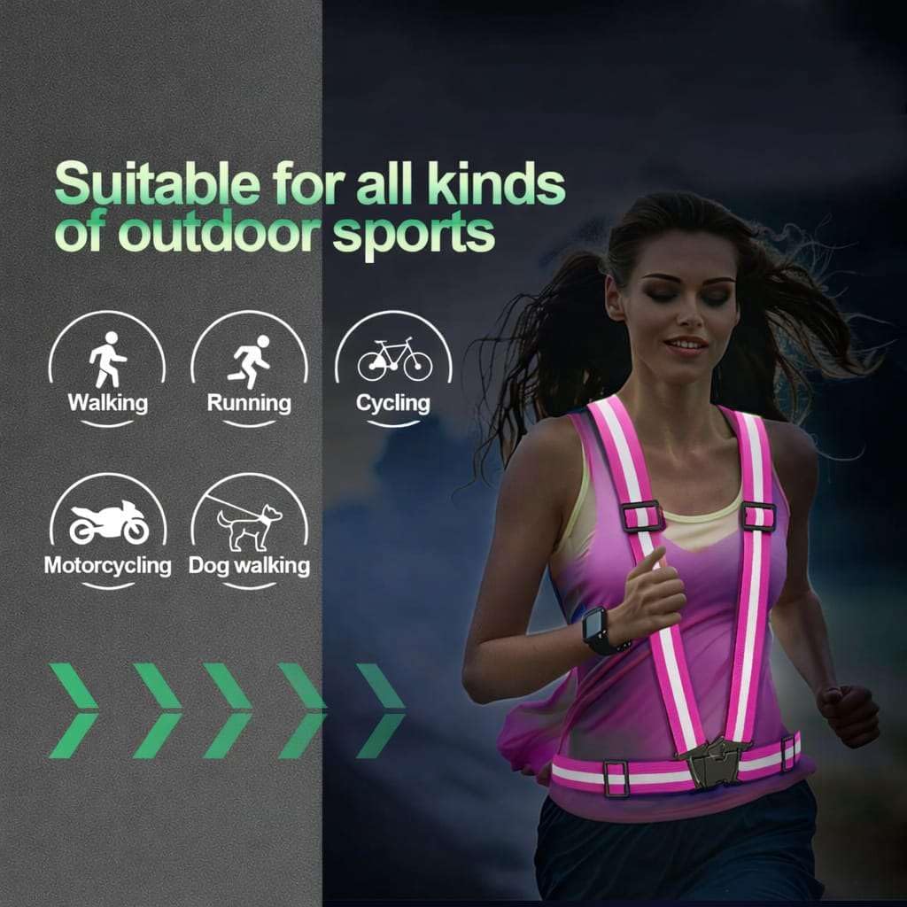 2 Packs Reflective Vest Running Gear, High Visibility Reflective Running Gear Adjustable Elastic Safety Vest for Night Jogging, Biking, Walking or Dog Walking, Running Vest for Men Women Children