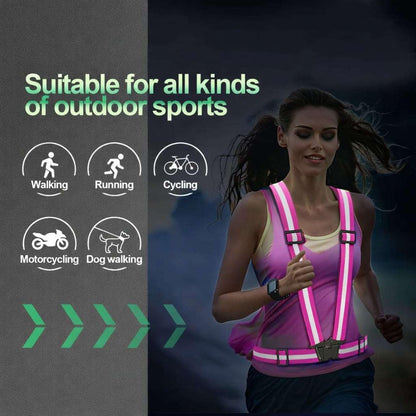 2 Packs Reflective Vest Running Gear, High Visibility Reflective Running Gear Adjustable Elastic Safety Vest for Night Jogging, Biking, Walking or Dog Walking, Running Vest for Men Women Children