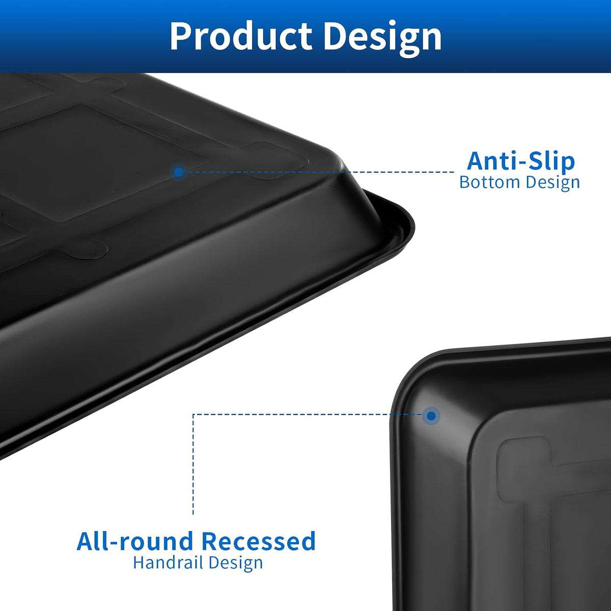 22.8'' x 21.6'' Oil Drain Pan,Drip Tray Oil Drip Pan for Under Car Plastic Oil Tray- Leak Proof Mini Fridge Drip Pan,Oil Drain Pans for Changing Oil,Oil Drip Pan for Under Car,Black(2 Pcs)