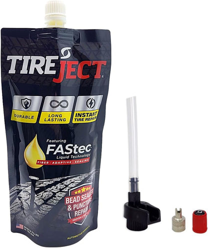 TireJect Automotive Compact Car 2-in-1 Tire Sealant & Bead Sealer Kit for tire Repair of leaks and punctures