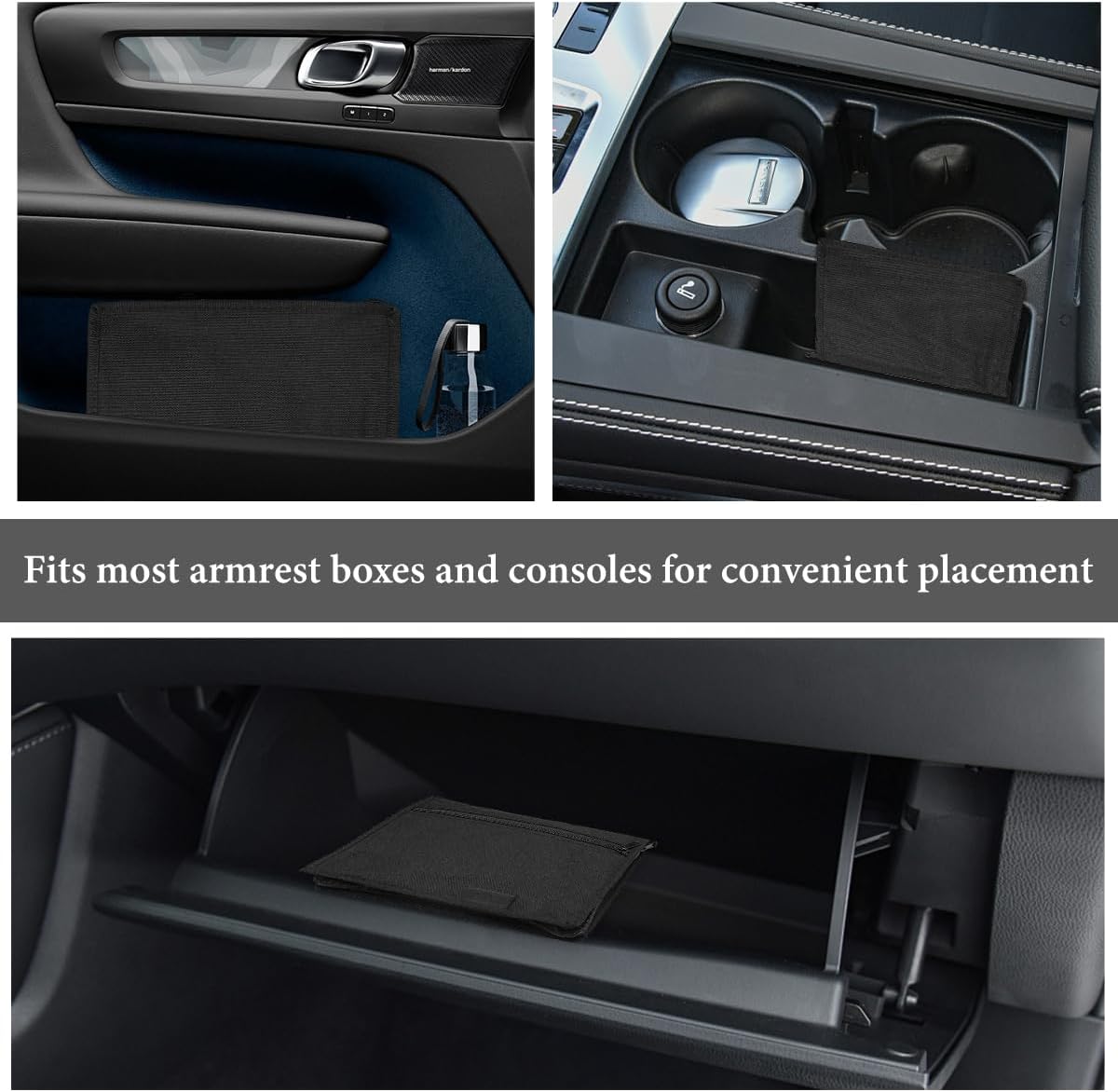 Car Registration and Insurance Holder, Glove Box Compartment Document Holder Owner Manual Case, Soft Zippered Pouch Multi-Pocket Glove Bag for Auto Insurance License Cards