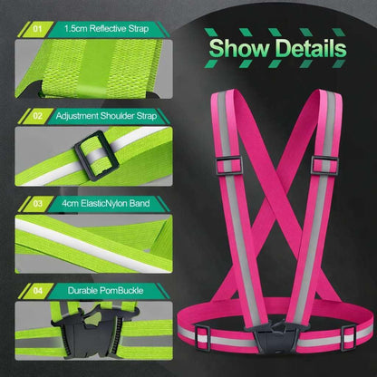 2 Packs Reflective Vest Running Gear, High Visibility Reflective Running Gear Adjustable Elastic Safety Vest for Night Jogging, Biking, Walking or Dog Walking, Running Vest for Men Women Children