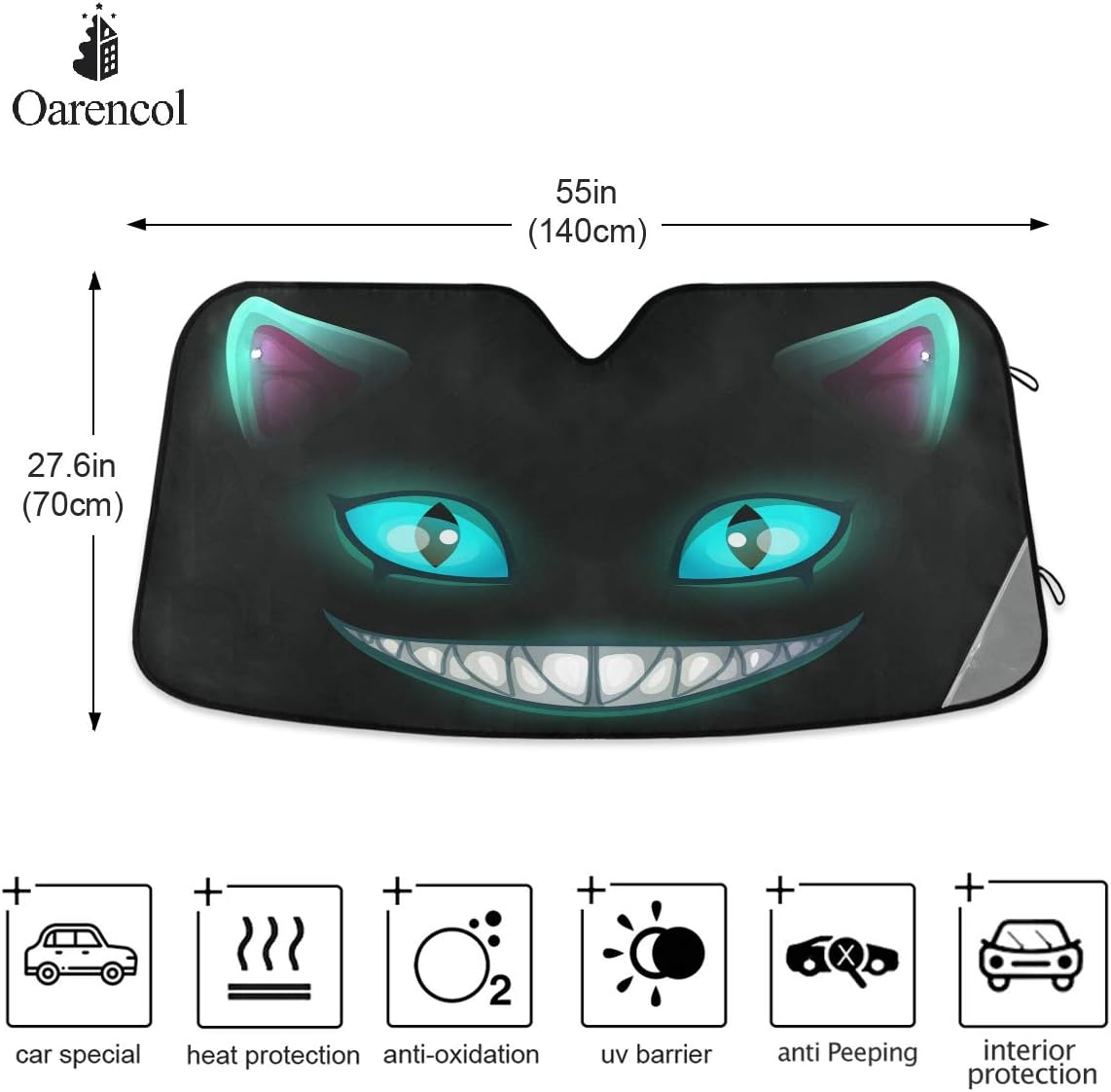 Black Leopard Car Windshield Sun Shade Animal Skin Print Foldable UV Ray Sun Visor Protector Sunshade to Keep Your Vehicle Cool (51" x 27.6")