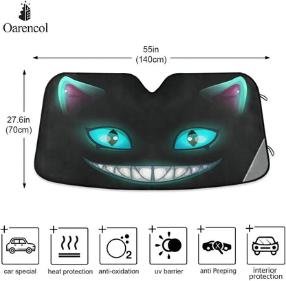 Black Leopard Car Windshield Sun Shade Animal Skin Print Foldable UV Ray Sun Visor Protector Sunshade to Keep Your Vehicle Cool (51" x 27.6")