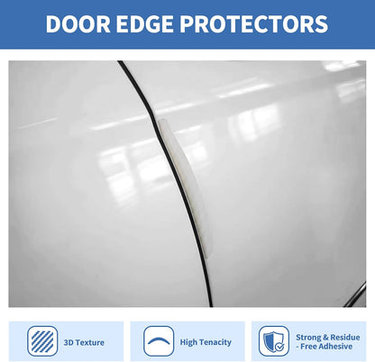 4PCS Car Door Edge Guards Universal 3D Carbon Fiber Texture Anti-Collision Scratch Protector Strips Flexible Silicone Trim with Nano Adhesive for Sedan SUV Truck Black