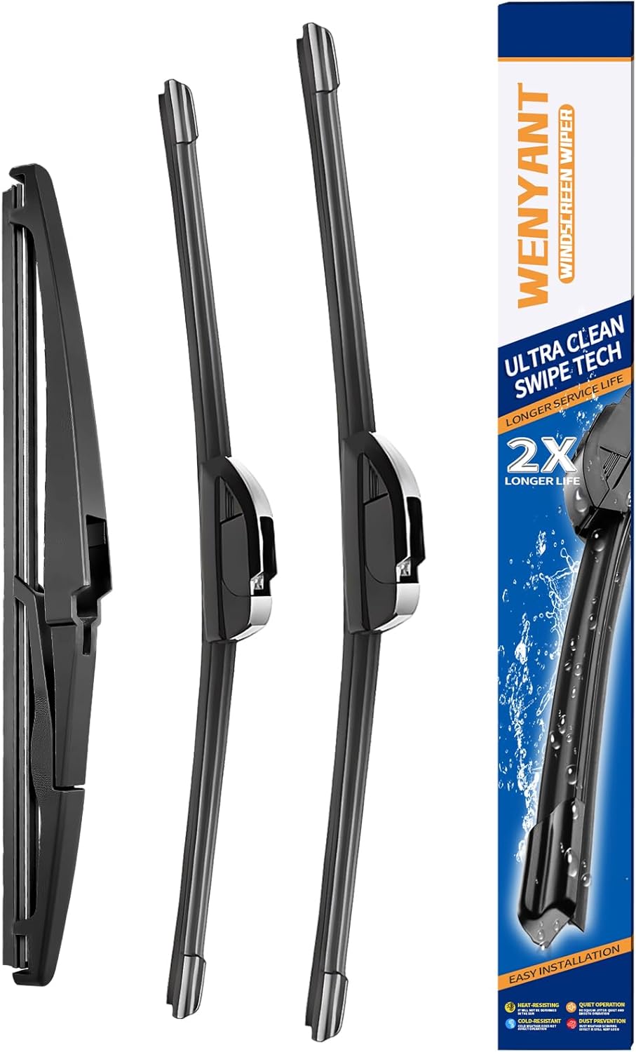 26"/19"/16" Windshield Wipers Compatible with Toyota Prius 2010-2015 Front and Rear Wiper Blades for My Car Automotive Replacement (Set of 3) - Colors A