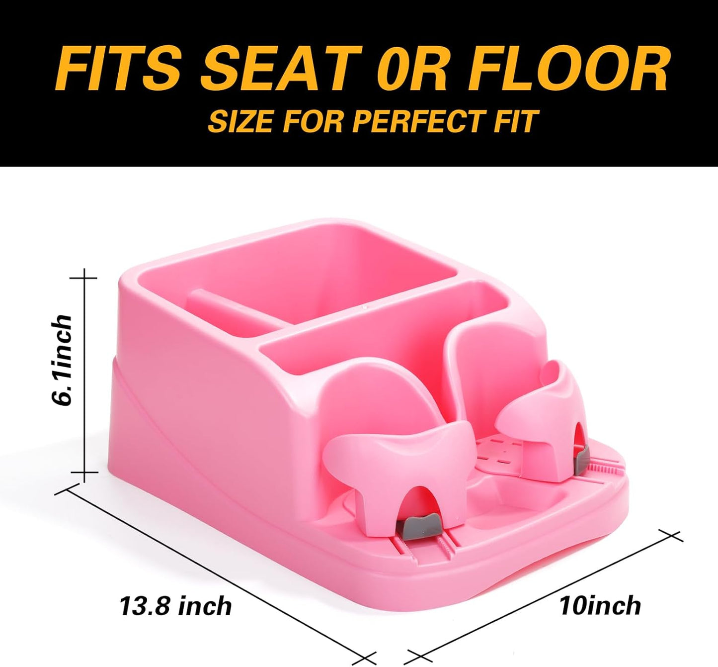 Large Size Plastic Console for Cars, Trucks, Minivans, SUVs with 2 Adjustable Drink Cup Holders Phone Book Holder, Back Bench and Front Seat or Floor Middle Console Universal Vehicle Organizer Black