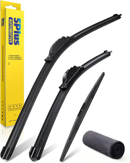 5 PLUS 26"+17" Windshield Wipers Blade Replacement for Nissan 02-06 19-24 Altima/07-12 20-24 Sentra/20-24 Versa Wiper Blades-Front All-Weather Wiper Blades Exact fit J-Hook Type (Pack Of 2)