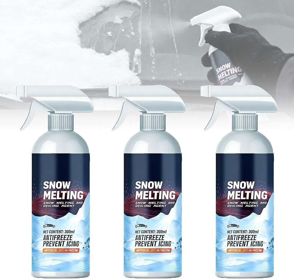 Deicing Spray 300ml,Deicer for Car Windshield,Deicing Agent,Antifreeeze Prevent Icing,Snow Melting Spray for Car Windows,Car Winter Essentials,Quick Ice & Snow Melting Spray (2pcs)