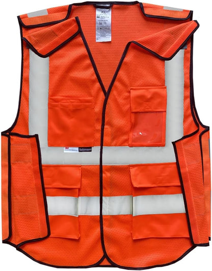 Salzmann Breakaway Mesh Reflective Vest | Hi Vis Vest | US ANSI/ISEA 107 | Made with 3M Reflective Material | 5-Point Breakaway with Pockets & Zipper | Yellow, Orange – 5 Sizes