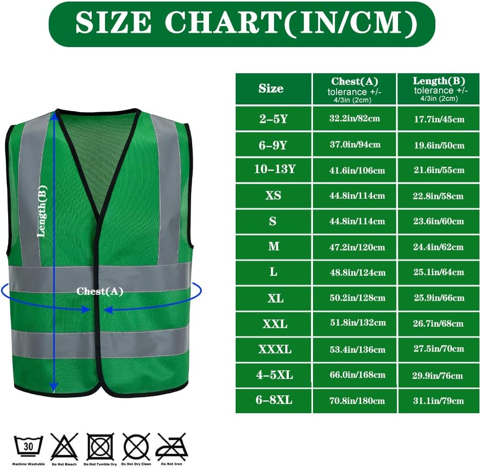 AYKRM 12 colour High visibility viz vest hi vis viz reflective work construction safety vest (XS-8XL) - Colors B