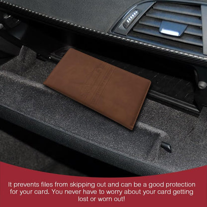 Car Registration and Insurance Holder, Registration and Insurance Card Holder, Auto Glove Box Organizer with Magnetic Shut, PU Leather Automobile Documents Wallet for Cards (Dark Green)