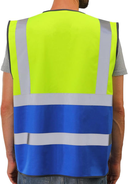 Dib Safety Reflective Safety Vest for Men Women, High Visibility Vest with Pockets and Zipper, ANSI Class 2