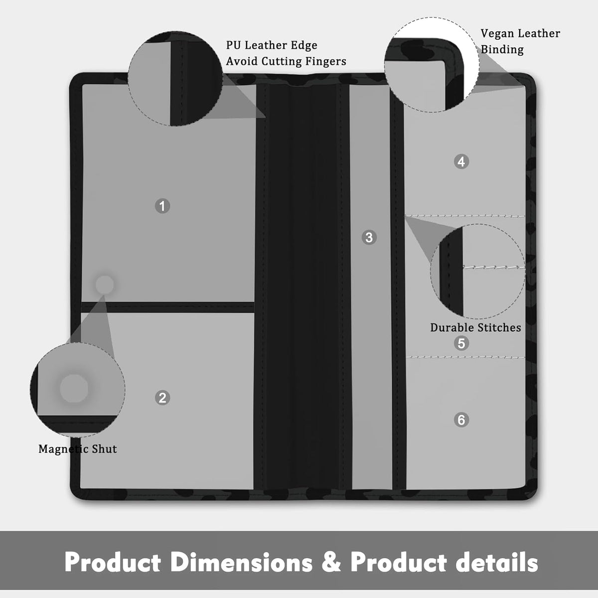 Car Registration and Insurance Holder, with Magnetic Closure for License, Cards and Documents, All Vehicle Needs and Car Accessories (Leopard-Black)