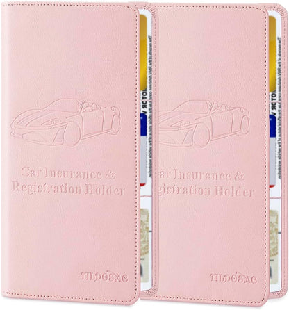 TILDOSAC 2Pack Leather Car Registration and Insurance Card Holder, Car Document Holder for Cards License with Magnetic Shut (Black)