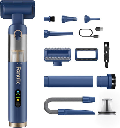 Fanttik Slim V10 APEX Cordless Car Vacuum, 4-in-1 Portable Mini Handheld Vac, 19kPa Suction Power, Upgraded Smart Digital Display, 2 Suction Modes for Small Jobs, Car, Office Desk, Keyboards (Black)