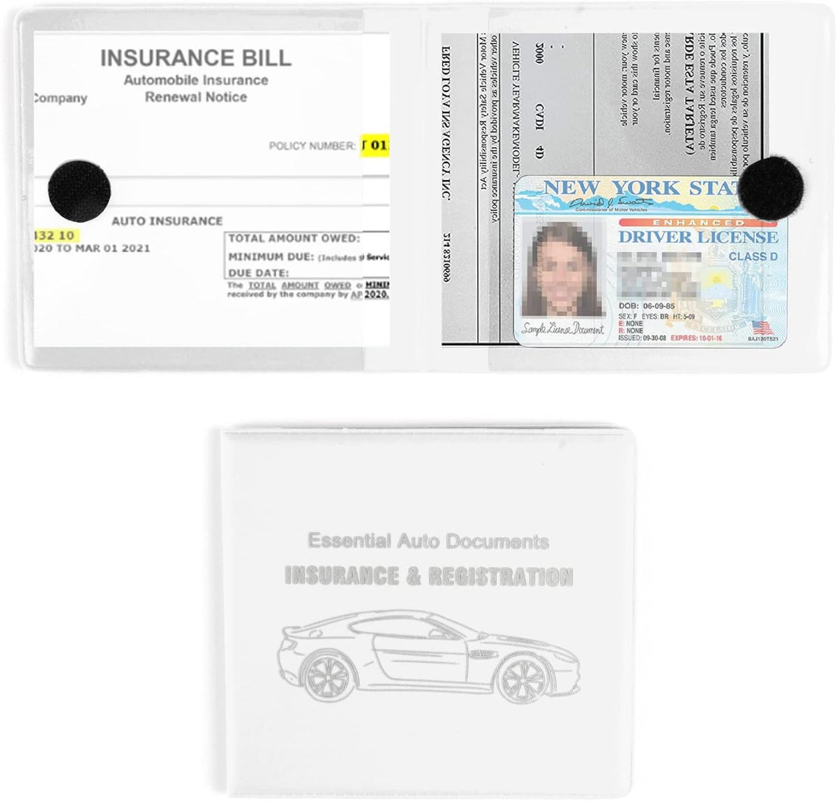 UYYE Car Registration and Insurance Card Holder, Vehicle Glove Box Car Organizer, Interior Car Accessories for Documents, Cards, License - 2 Pack