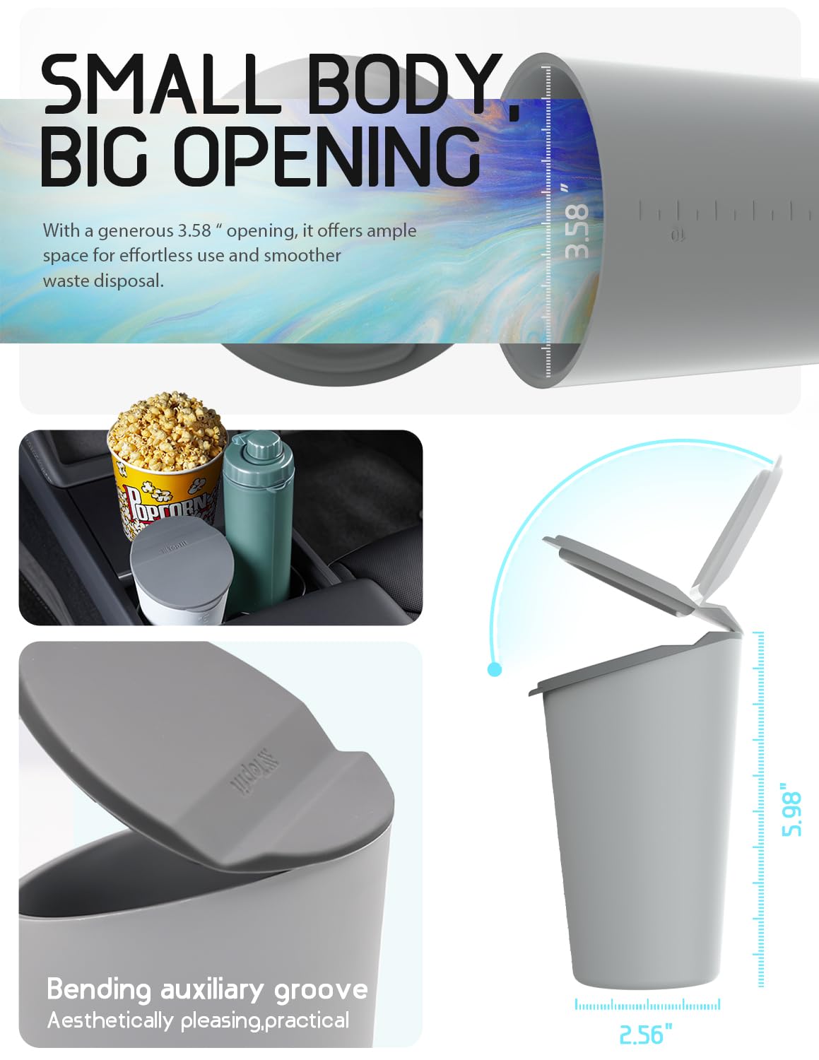 BMZX Car Trash Can with Lid Small Cup Holder Door Pocket Garbage Can Trash Bin Trash Container Fits Auto Home Office, Black 2Pcs