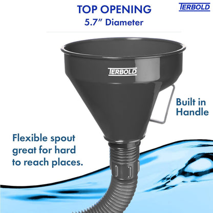Automotive Flex Funnel with Hose | Wide Mouth Flexible Oil Funnel for Automotive Use - Gas, Transmission Fluid, Car Fuel, Oil Change (Blue)