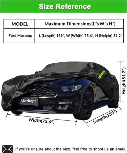 Car Cover Waterproof All Weather for Automobiles, Outdoor Full Exterior Covers for Sedan Black(Suggest Car Length from 194"-208")