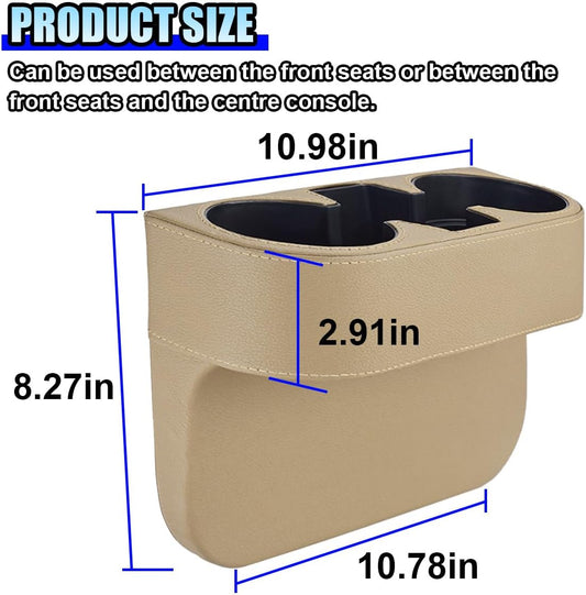 ZIMISI Car Cup Holder, PU Leather Auto Front Console Gap Filler Organizer, Multifunctional Cup Drink Holder, Car Seat Gap Filler Storage Box, Coin Bucket, Cell Mobile Phone Holder (Grey)