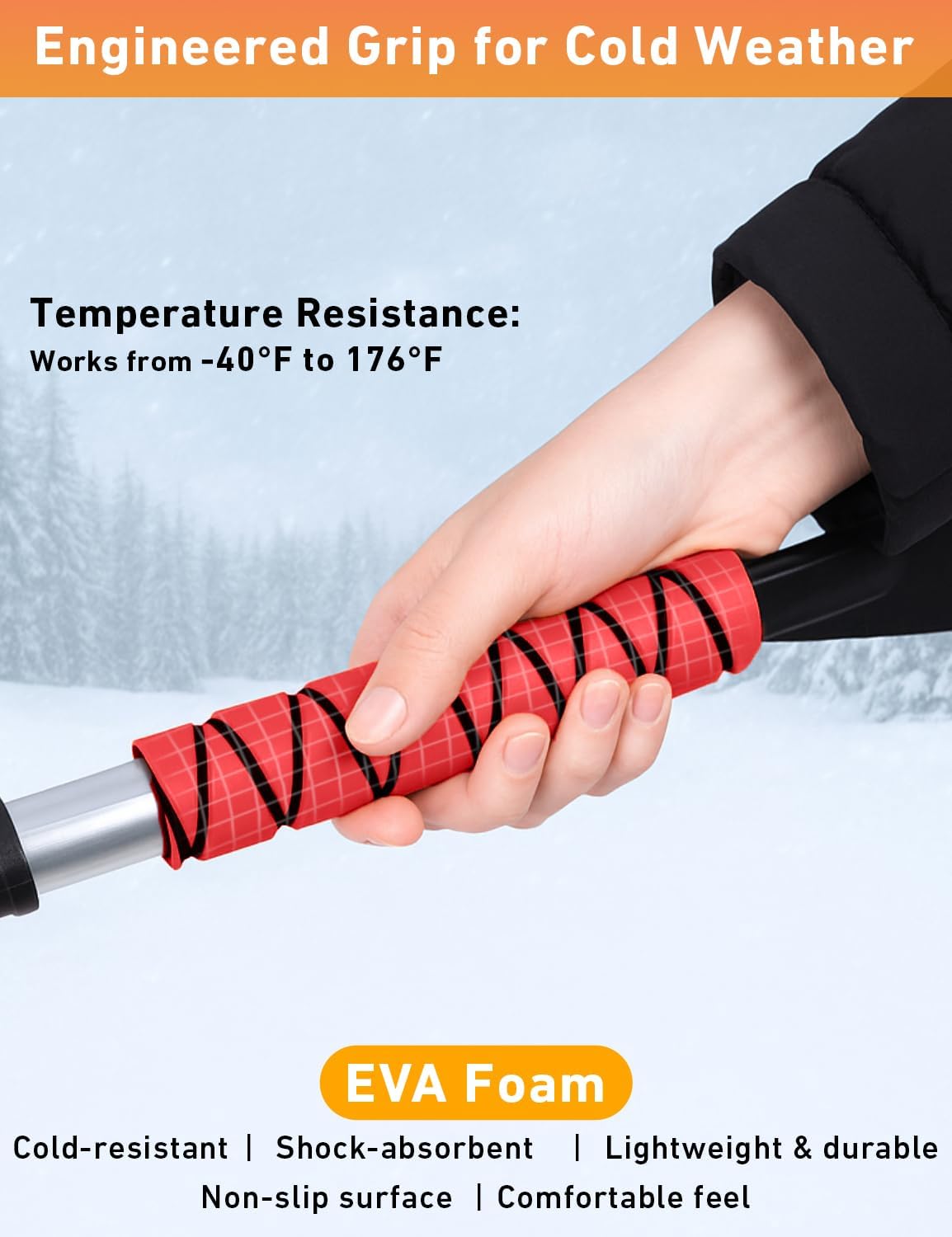 EcoNour 27" Car Snow Brush and Ice Scrapers for Car Windshield (2 Pack) | Scratch Free Bristle Head Snow Brush & Tough Window Snow Scraper with Aluminium Body | Snow Removal Winter Car Accessories