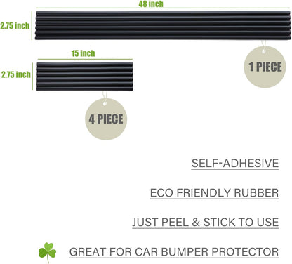 VEXPLO DIY Car Bumper Protector Guard, Strong Self Adhesive Rubber Rear Front Bumper Guard for SUV Cars Trucks, No Residue Anti Scratch & Anti-Colision Car Bumper Guard Accessories- 5 Pack Black