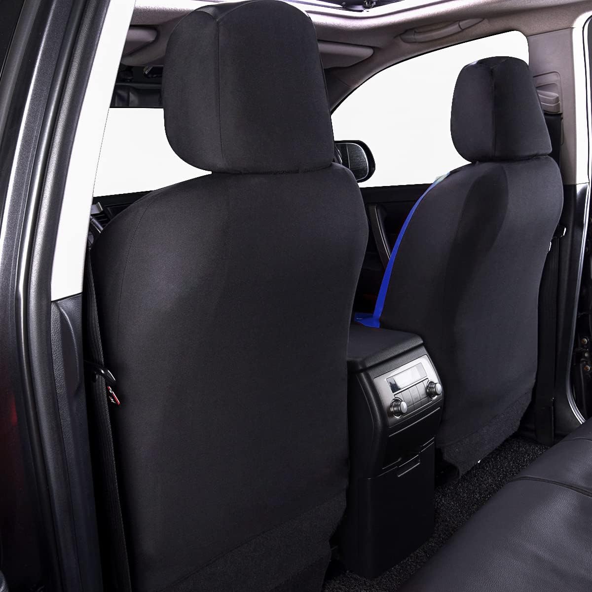 Flying Banner Carbon Fiber Leather Vehicle Seat Covers, Leopard Gray Black, Universal Fit - 8PCS