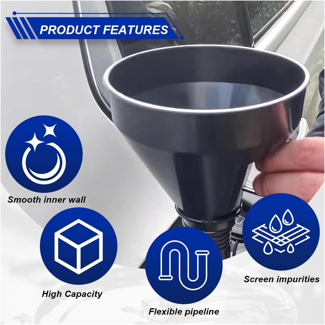 ZIMISI Wide Mouth Oil Funnel with Handle, Flexible Funnel with Hose Extension, Mesh Screen Filter, Oil Change Funnels for Automotive Use, Fits Liquid, Diesel, Kerosene, Gasoline (1PCS)