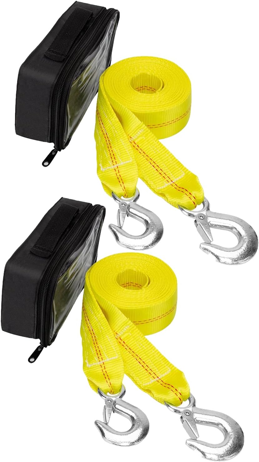 Tow Strap with Hooks 2 Inch x 20 Foot, 20,000 lbs Capacity Tow Rope - Heavy Duty Emergency Towing Straps for Vehicles, Cars, Trucks, ATV, for Roadside Recovery, not for Off-Road Recovery