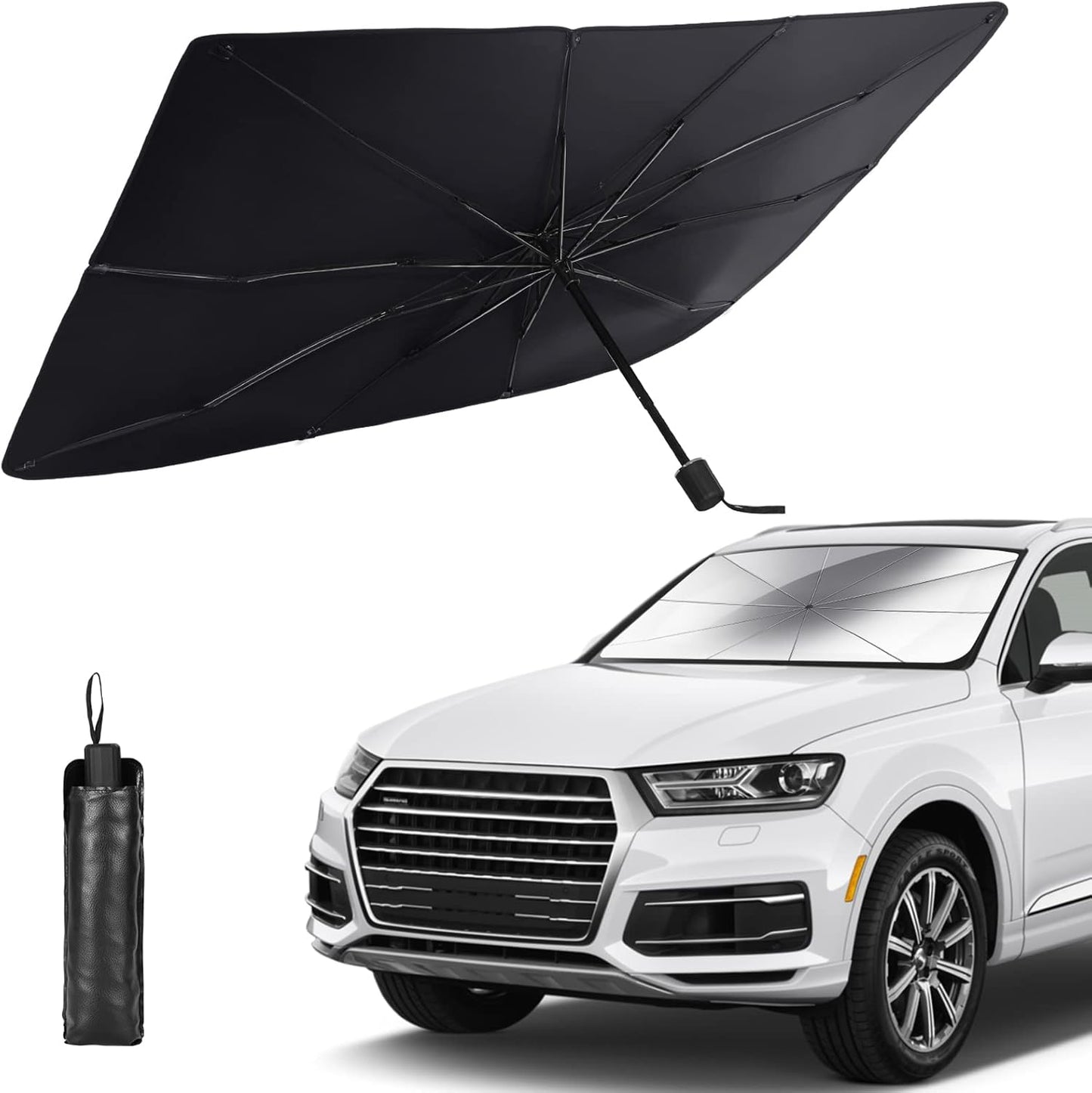 Foldable Car Windshield Umbrellas, Sun Shade Umbrella for Front Windows, Suitable for Windshields of Various Car Models (Large)