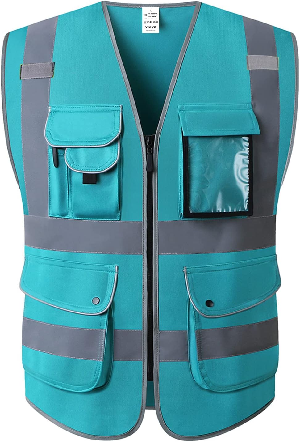 XIAKE 9 Pockets Class 2 High Visibility Reflective Safety Vest for Men Women,Meets ANSI/ISEA Standard