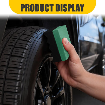 Car Tire Dressing Applicator Pad, Soft Sponge Tire Shine Applicator, Reusable Washable Wax Sponge, Anti-Spill Corrugated Surface Tire Care Cleaning Pad for Auto Detailing(Black&Green)
