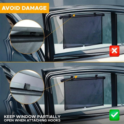 EcoNour Car Side Window Sun Shade (2 Pack) | Retractable Roller Sunshade for Kids | Baby Car Window Shades for UV and Sun Glare Protection | Baby Travel Accessories (15"x17")