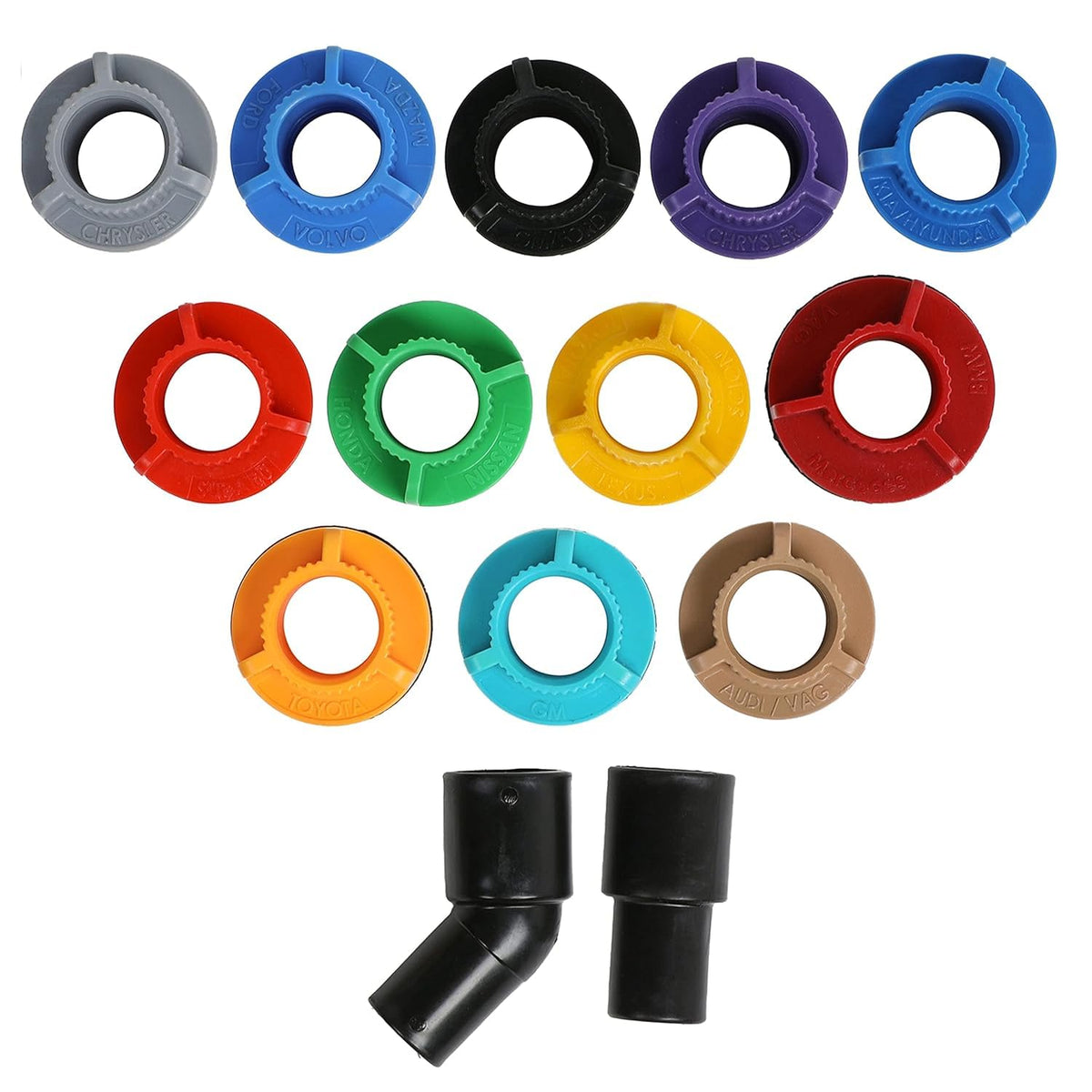15-Piece No-Spill Engine Oil Funnel Kit for Automotive Use - 1.5 Qt Funnel with 14 Adapters for Easy Filling, One-Hand Operation
