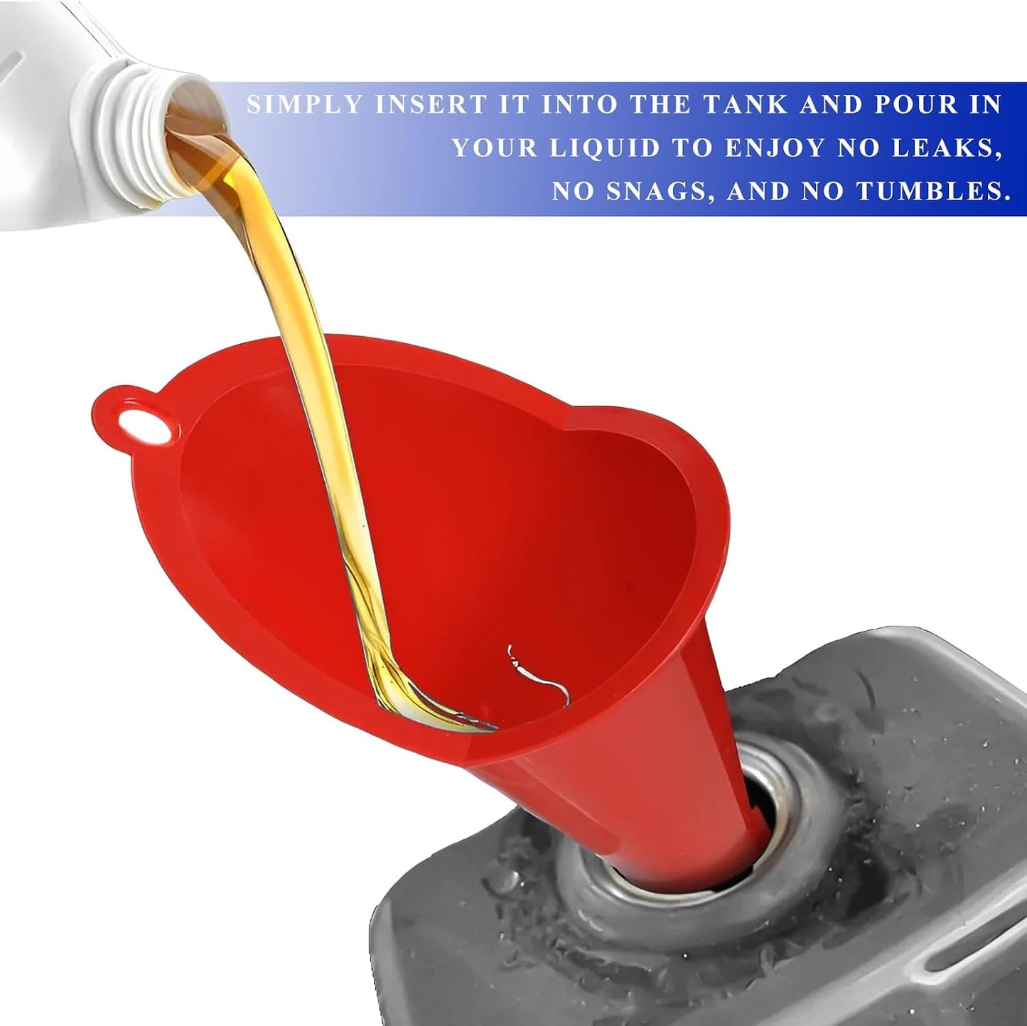 2PCS Oil Funnel, Flexible Multi-Function Automotive Oil Funnel, Spill-Proof Plastic Long Neck Engine Funnels Set for Gas Lubricants Water Diesel Fuel Kerosene, Car Accessories (Blue)
