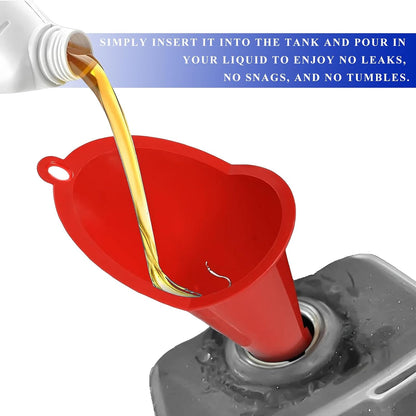 2PCS Oil Funnel, Flexible Multi-Function Automotive Oil Funnel, Spill-Proof Plastic Long Neck Engine Funnels Set for Gas Lubricants Water Diesel Fuel Kerosene, Car Accessories (Blue)