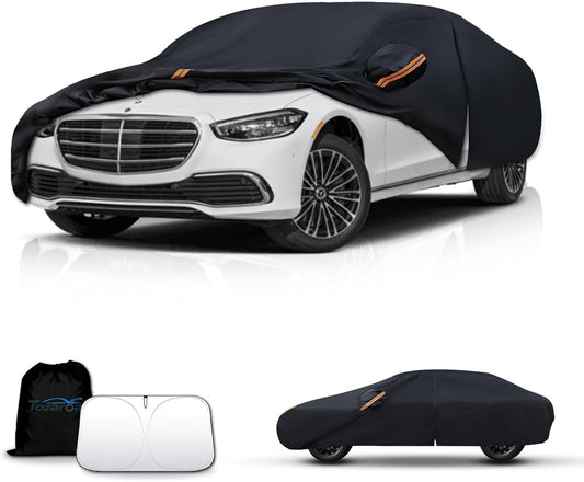 Car Cover Waterproof All-Weather,Outdoor Full Exterior Automobiles Sedan/Coupe (Length 204-208 inch) with Windshield Sun Shade Universal Fit Lexus ES350, Tesla Model S,BMW 740i etc