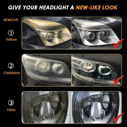 Car Headlight Restoration Kit, 2-Step Headlight Cleaner with Oxidation Removal & Ceramic Coating Wipes, Removes Oxide & Yellowing Restore Clarity, Headlight Polish Restorer Kit