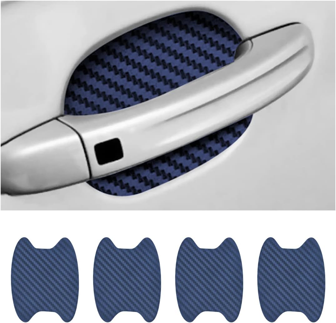 4PCS Sticker, Carbon Fiber Anti-Scratches Car Door Cup Protector, Non-Marking Auto Door Handle Protective Film, Universal for Most Car Handles (Black/4PCS)