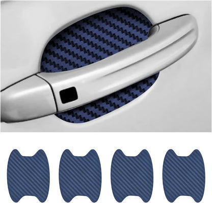 4PCS Sticker, Carbon Fiber Anti-Scratches Car Door Cup Protector, Non-Marking Auto Door Handle Protective Film, Universal for Most Car Handles (Black/4PCS)