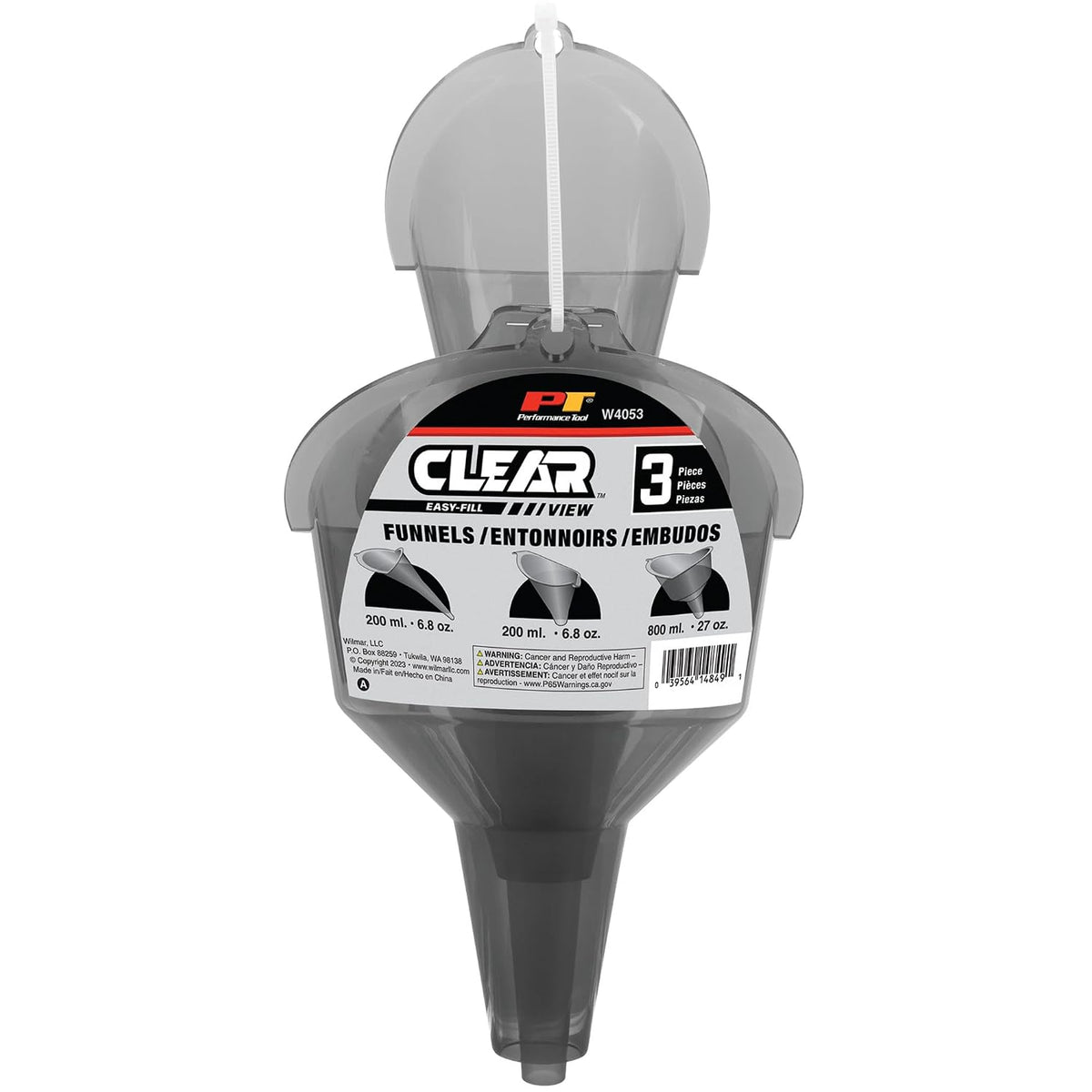 Performance Tool W4053 Clear View Easy-Fill Funnel Set (3 Pieces) - Versatile Liquid Filling Solutions
