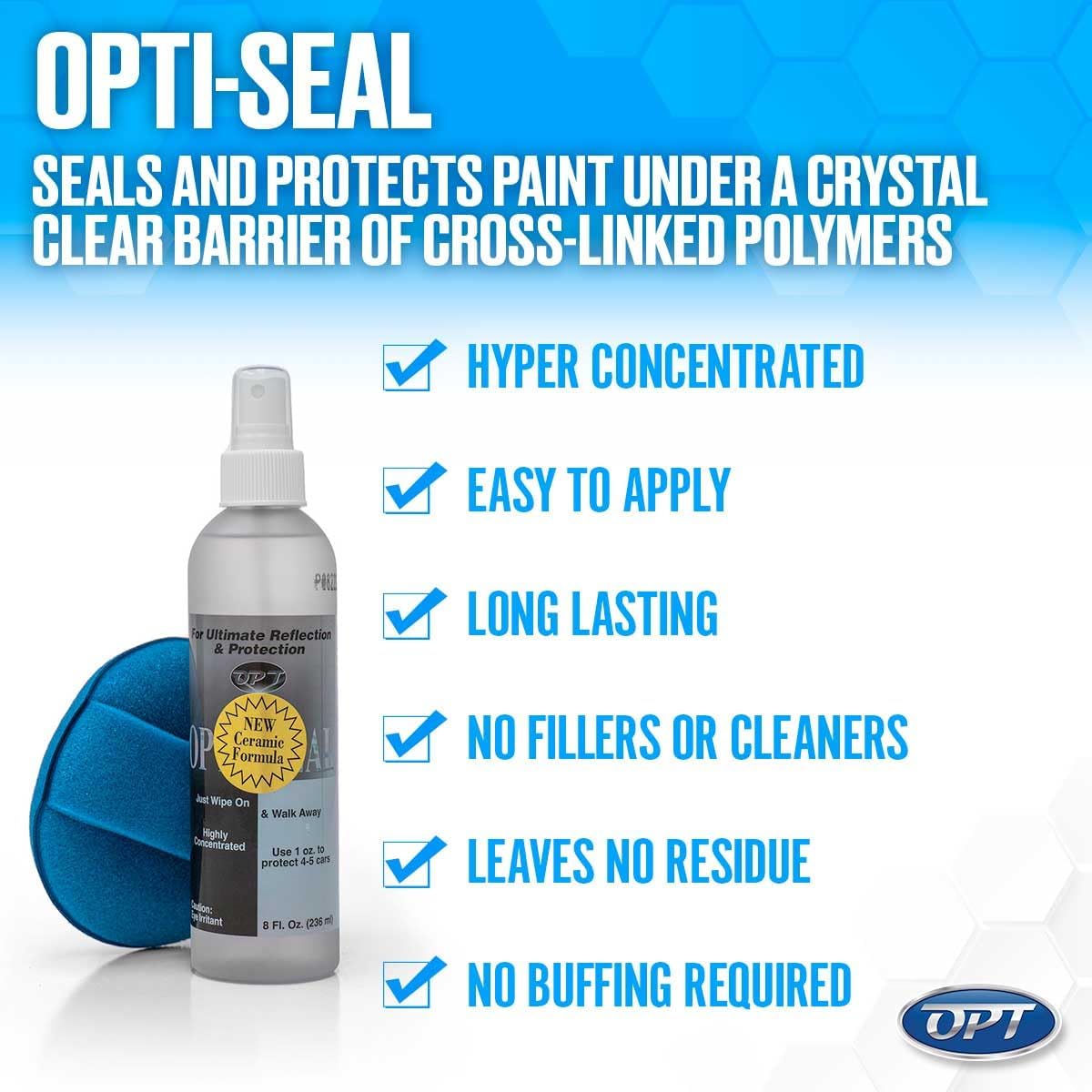 Optimum Opti-Seal Polymer Paint Sealant Spray for Automotive Paint and Interior Car Detailing, Includes Detailing Applicator Pad (8 oz)